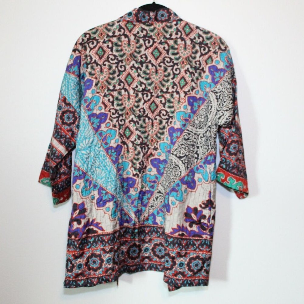 Soft Surroundings Quilted Lotus Topper Kimono Cardigan Small PS Cottagecore Boho - Picture 9 of 16